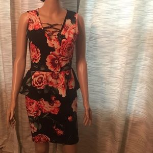 Black dress with red flowers